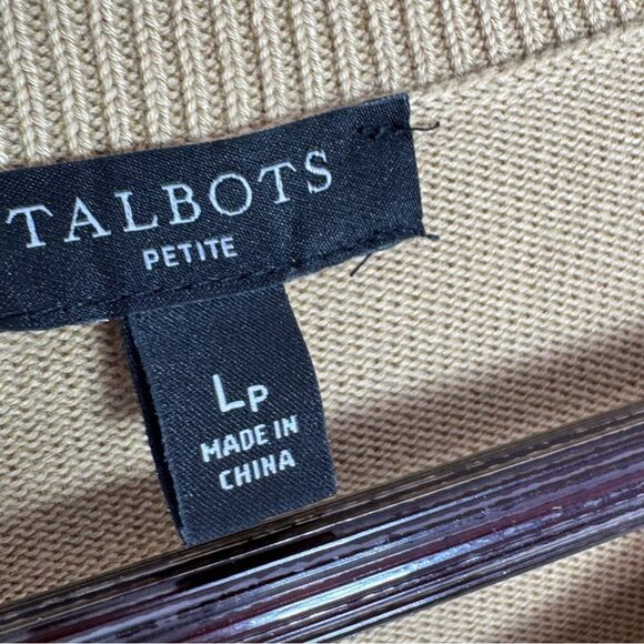 Talbots Zebra Head Crewneck Pullover Knit Top Sweater Tan Petite Large - Picture 11 of 14